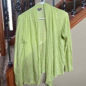 J Jill linen flyaway cardigan line green size small